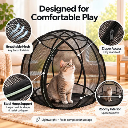 🐱🎡Collapsible Cat Playpen – Portable Mesh Pet Enclosure for Indoor & Outdoor Play