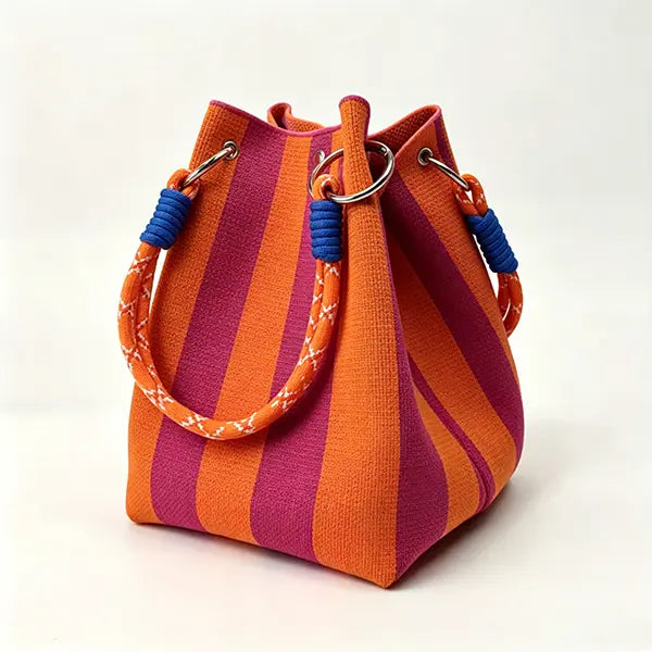 👜Boho Woven Polyester Bucket Bag