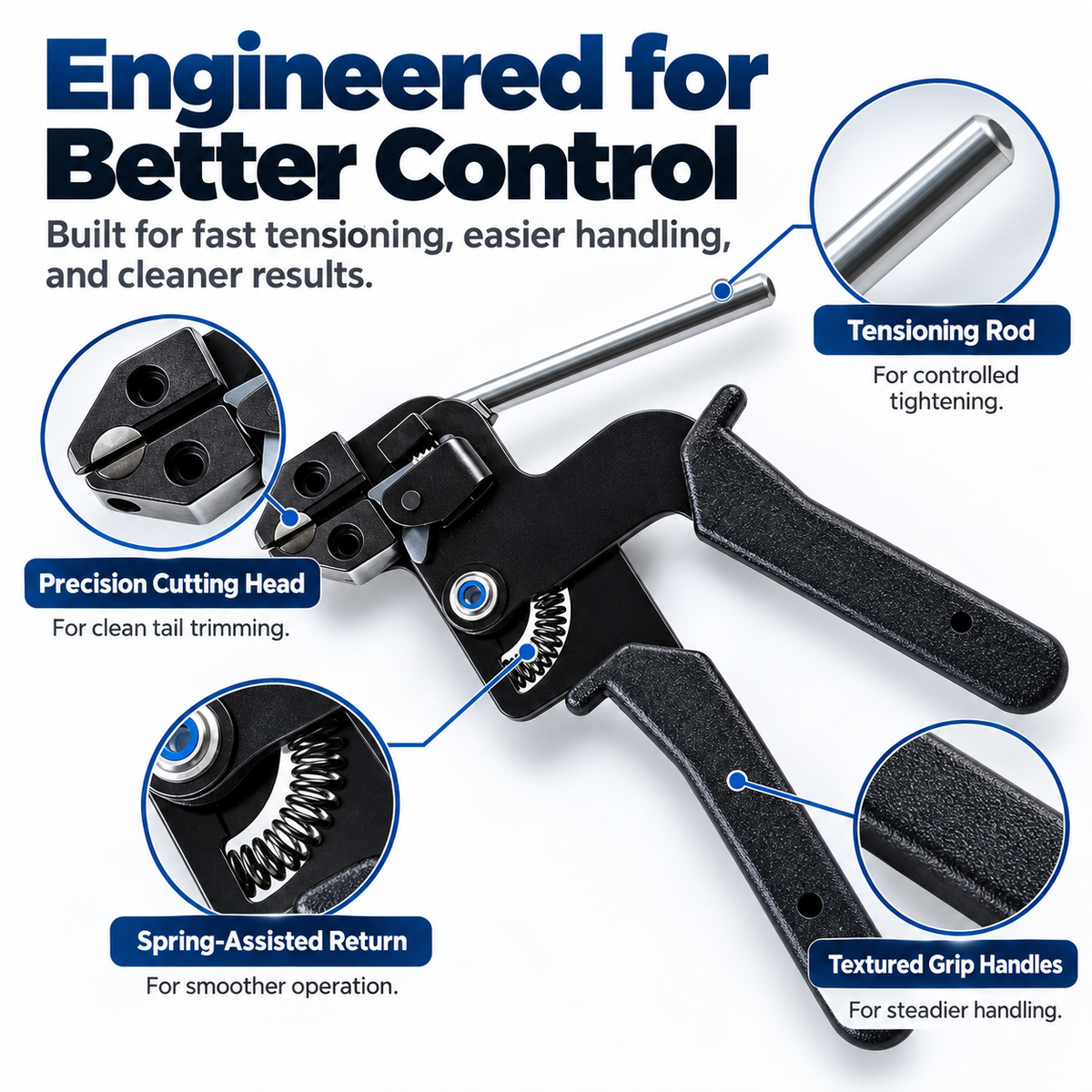 🔥 Heavy-Duty Stainless Steel Cable Tie Gun Kit 🔧💪 – Professional Metal Zip Tie Tensioning & Cutting Tool ✂️⚡ with 100 Self-Locking Stainless Steel Ties 🔩🚗 | Strong & Secure Fastening