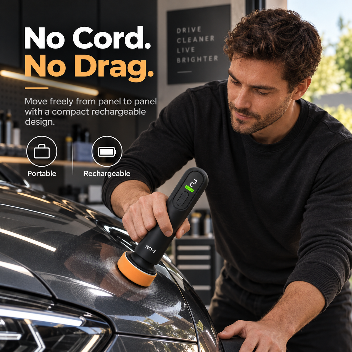 🚗 3-in-1 Cordless Car Polisher – 12,000 RPM Rechargeable Polishing, Waxing & Sanding Tool