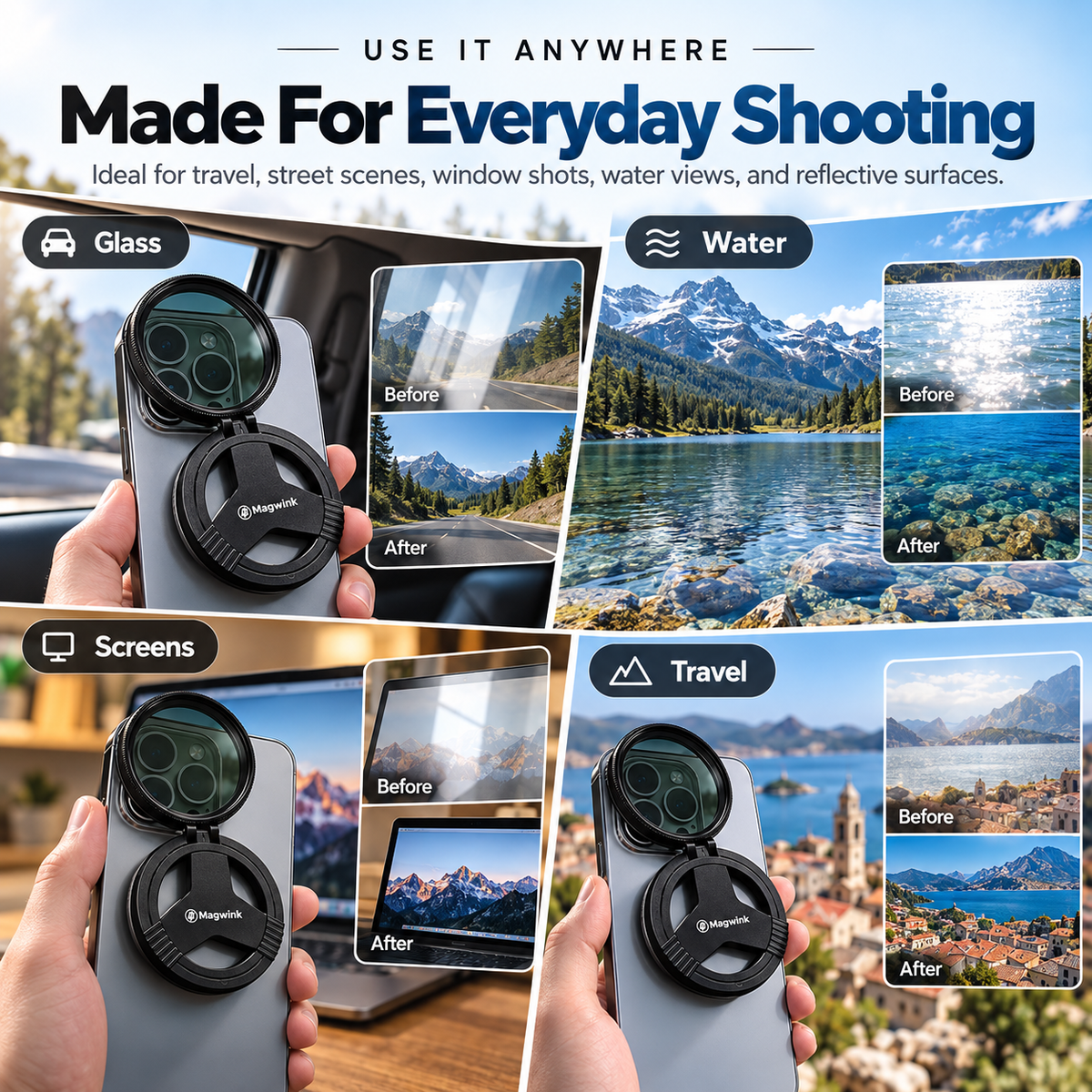 📸✨ Magnetic CPL Phone Camera Filter 🔥 Anti-Glare Polarizing Lens | HD Optical Coating 🌈 Quick Snap-On & Rotatable Design 📱