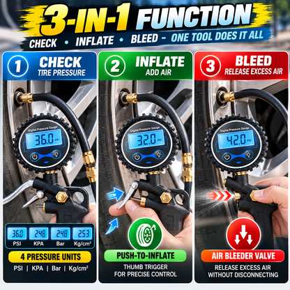 ⚡ Digital Tire Inflator Gauge — One Tool for Faster Tire Pressure Maintenance
