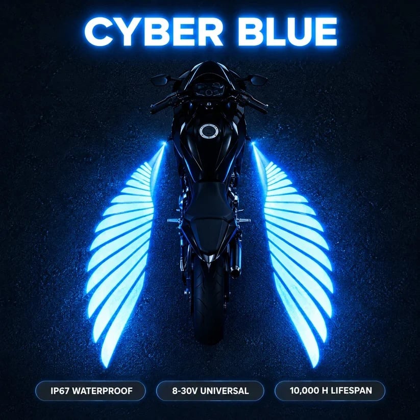 🏍️ Angel Wing Motorcycle LED Projector Lights (1 Pair)