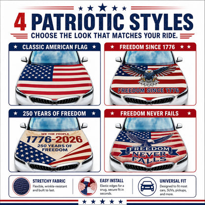 🇺🇸 Universal American Hood Flag Cover 🔥 Fits Most Cars, SUVs & Pickups🦅[Buy 2 Free Shipping]