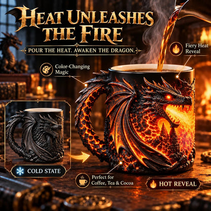 🔥 Last Day 49% OFF 🐉 Dragonfire 3D Heat-Reveal Magic Mug | Add a Hot Drink. Awaken the Dragon