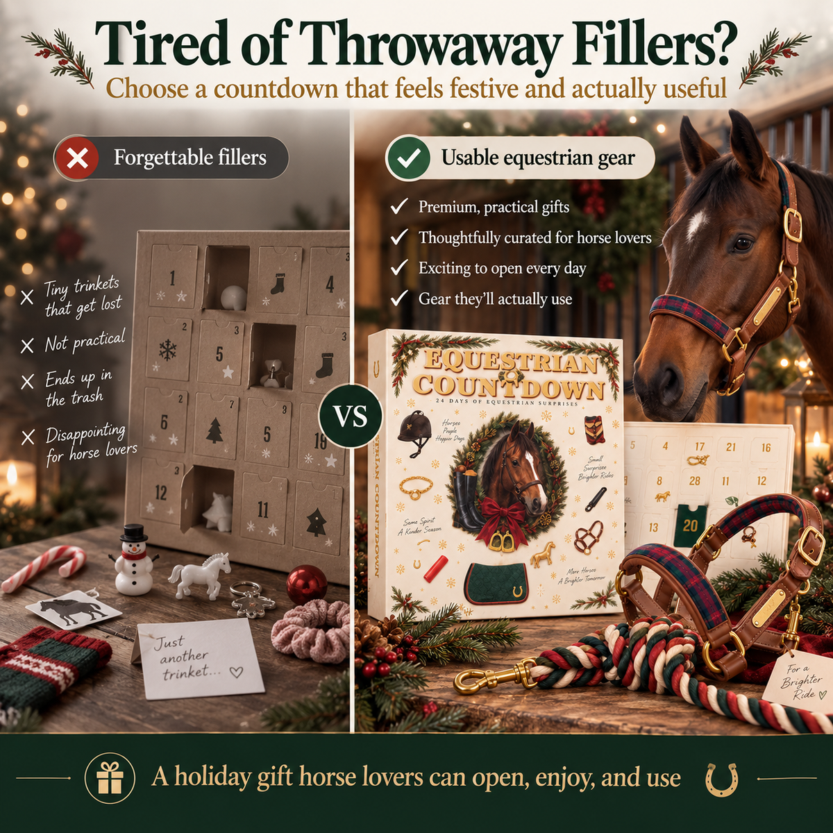 🐎24-Day Equestrian Advent Calendar – Christmas Countdown Gift for Horse Lovers