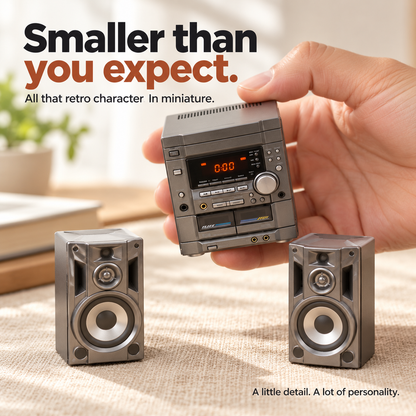 🎵✨ Mini Retro Stereo Sound System – Vintage-Style Audio Player with Dual Speakers, Digital Display & Remote Control | Classic Desktop Music Setup 📻