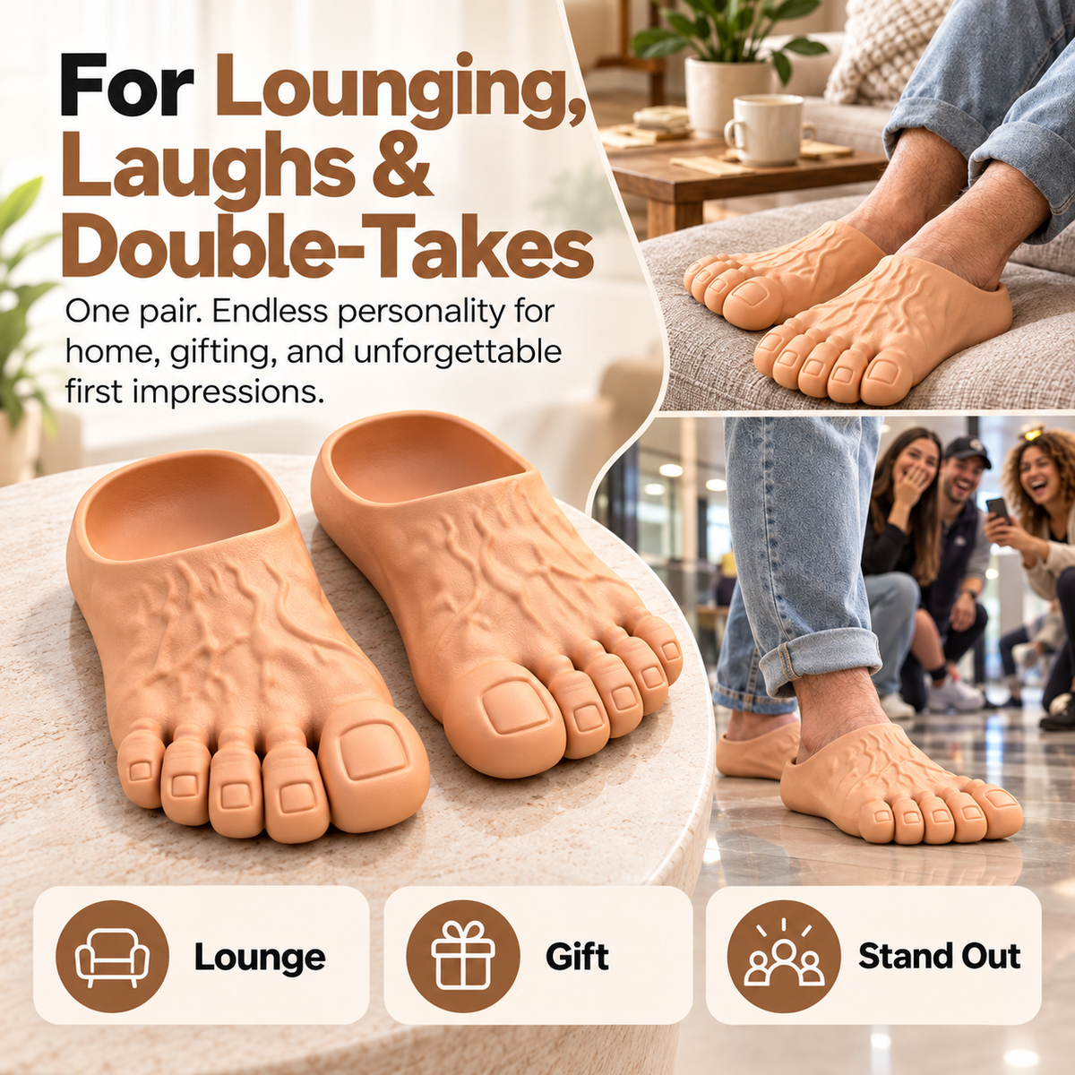 Different ways to enjoy funny giant toe novelty slippers