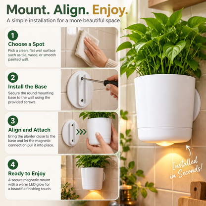 White planter and magnetic mounting base product view