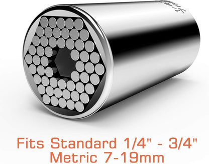 Universal Socket, Self-Adjusting Socket Fits Standard 1/4'' - 3/4'' Metric 7mm-19mm