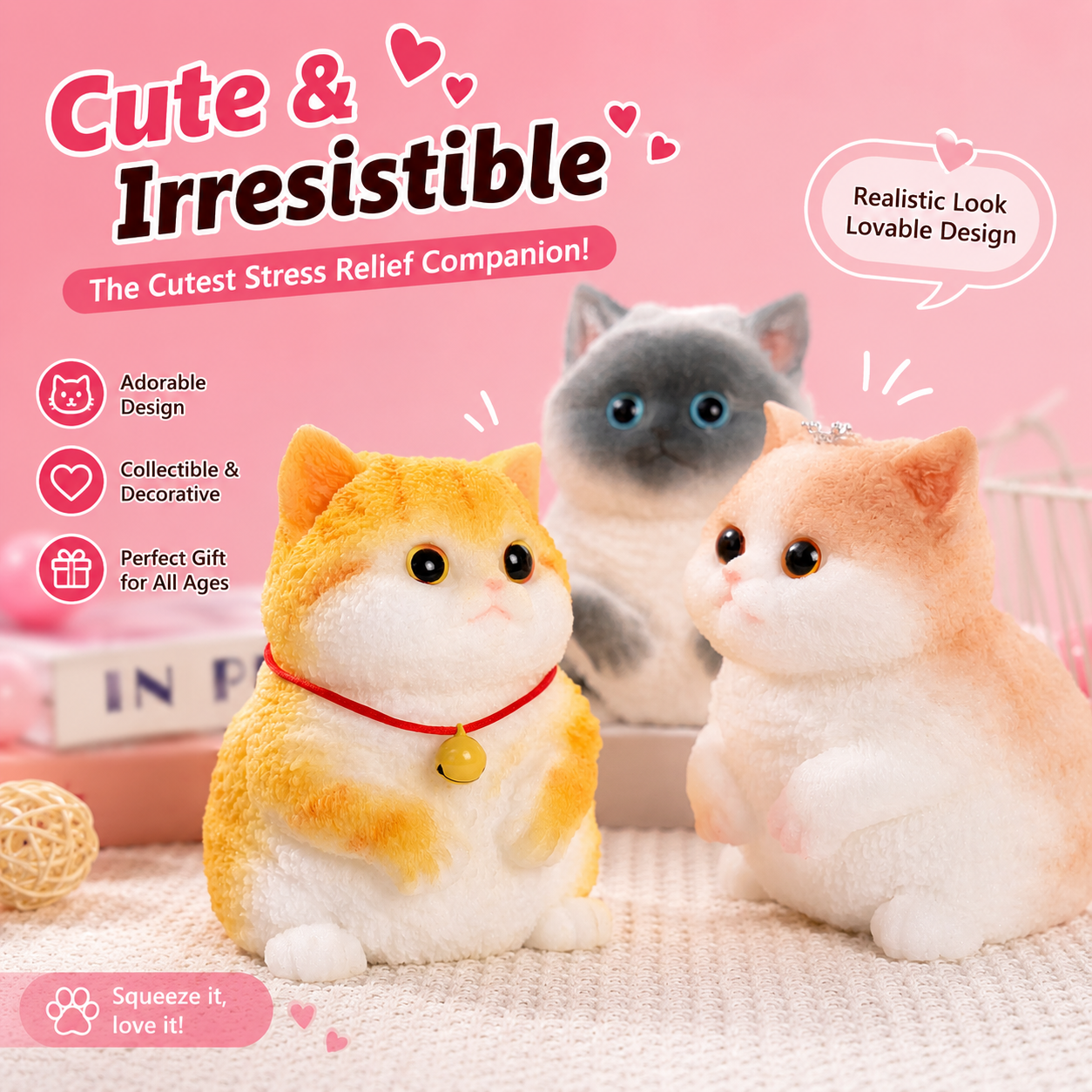 Cute Squishy Cat Toy – Stress Relief Sensory Squeeze Toy | DIY Kawaii Gift
