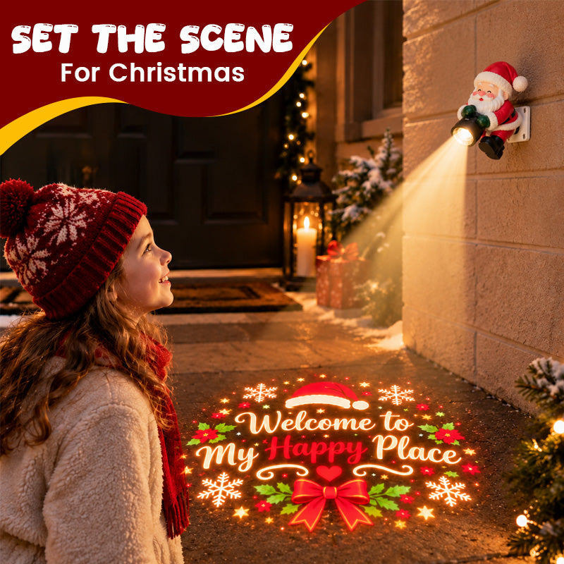 Colorful Welcome to My Happy Place Christmas projection with Santa projector