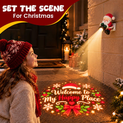 Colorful Welcome to My Happy Place Christmas projection with Santa projector