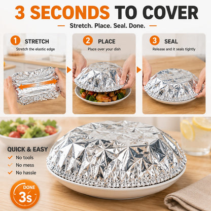 🔥50PCS Reusable Aluminum Food Cover – Keep Meals Warm, Fresh & Ready to Serve