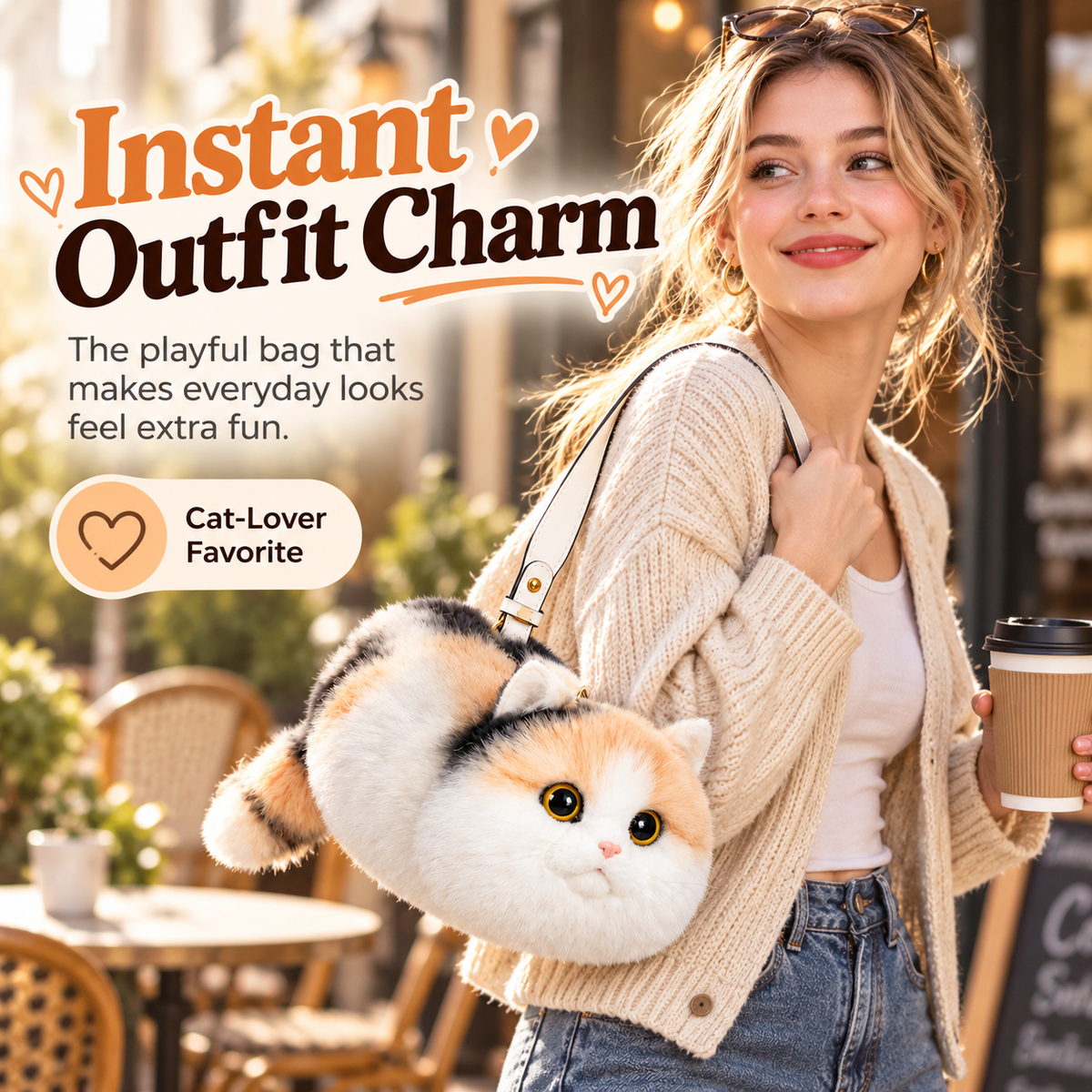 🐱 Plush Cat Handbag – Ultra-Soft Kitty Purse for Cat Lovers & Cute Everyday Outfits