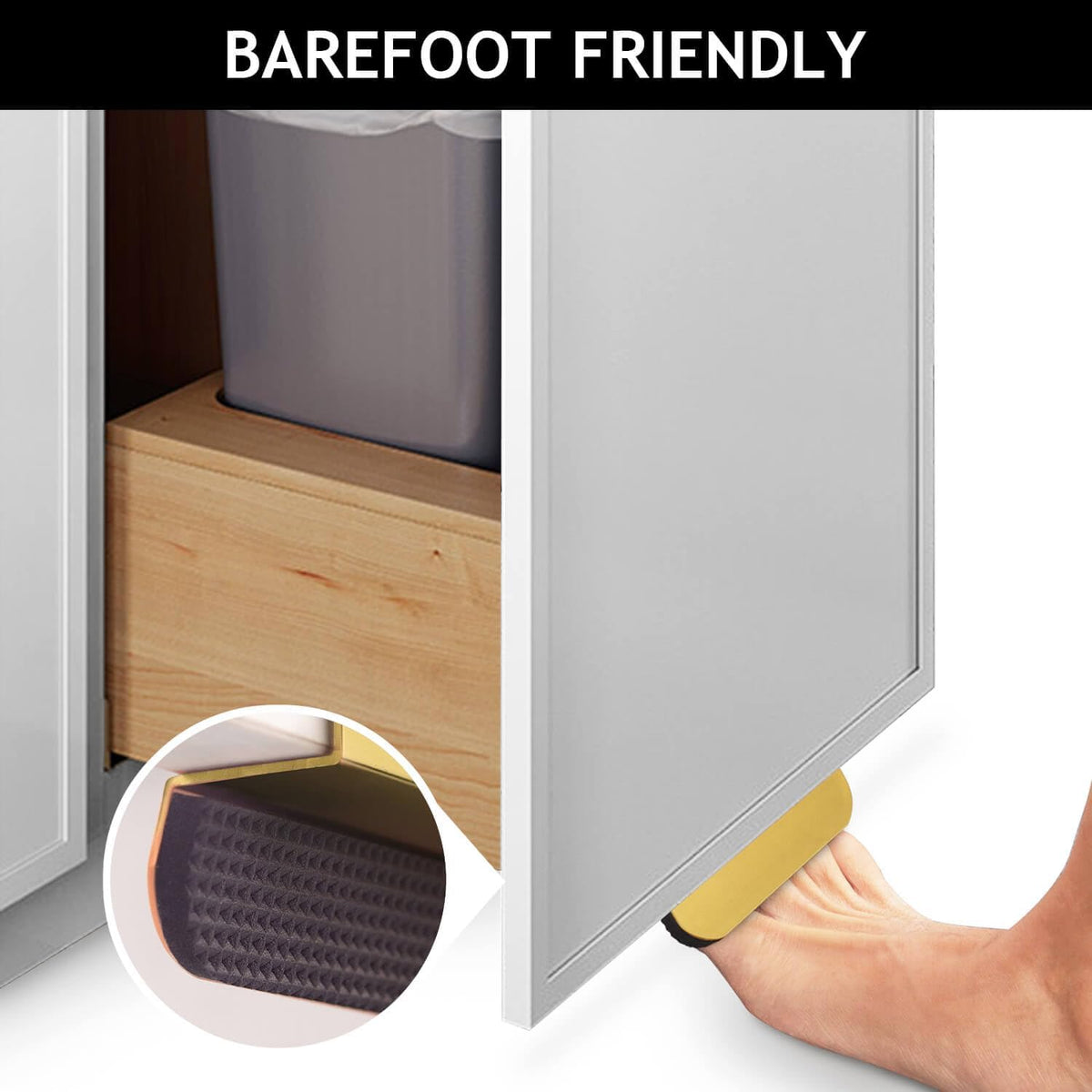 Barefoot friendly cabinet toe opener