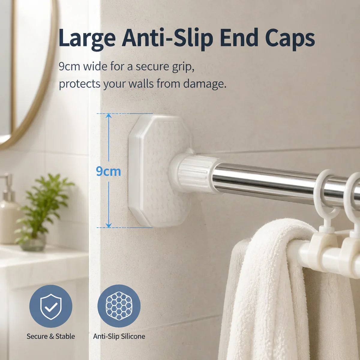 Drill-Free Adjustable Tension Rod – No Drilling, No Damage