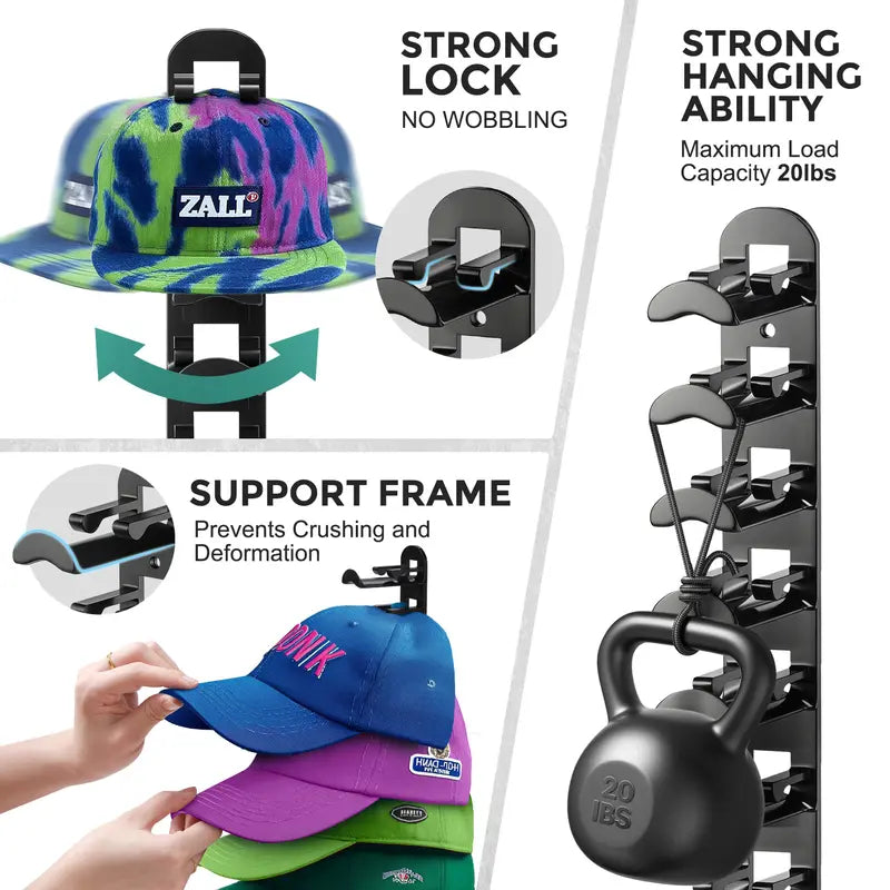 🧢 Hat Hook Wall Organizer | Holds Up to 20 Caps | No More Mess & Save 90% Space