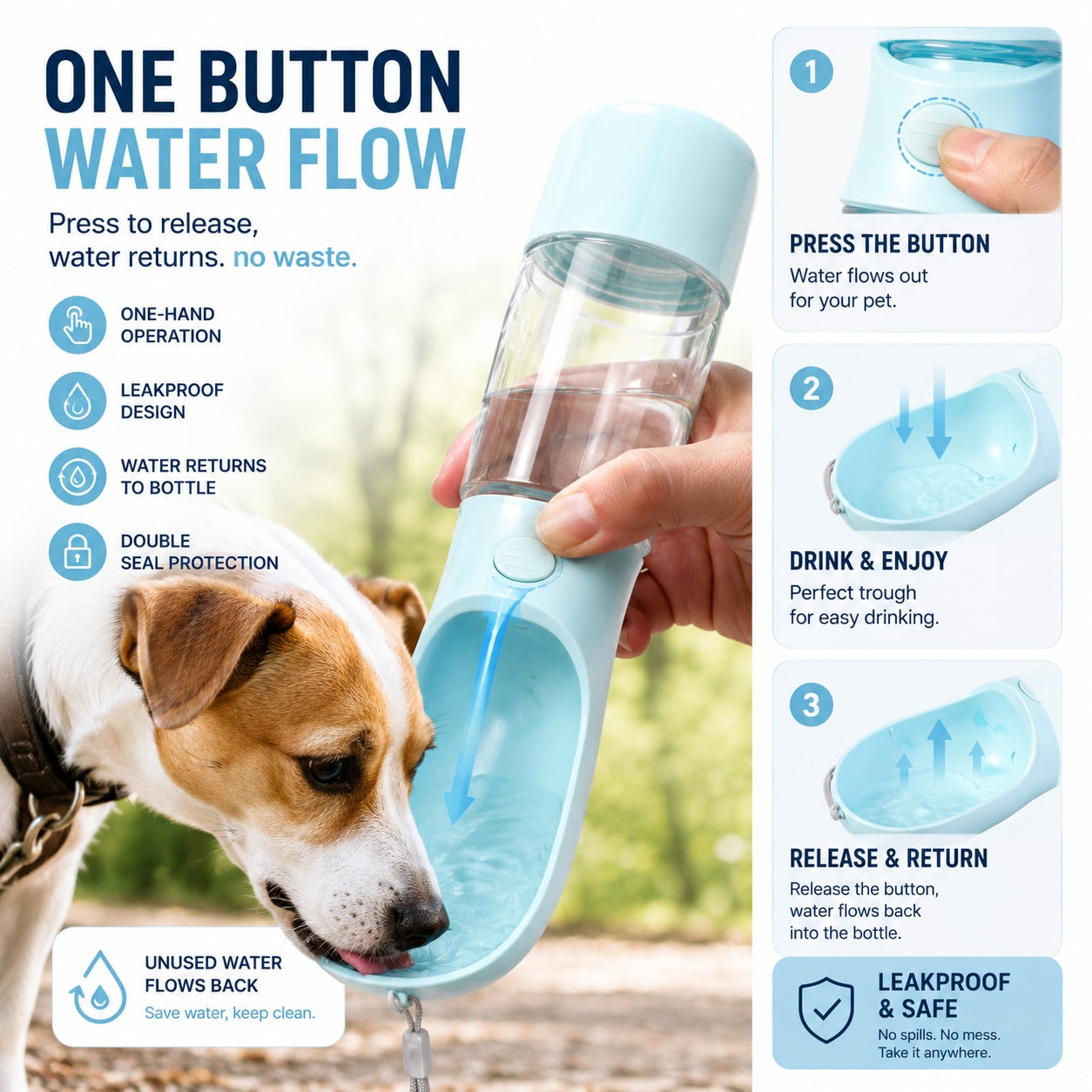 3-in-1 Portable Pet Water Bottle|Water • Food • Waste Bags — Everything Your Pet Needs On The Go