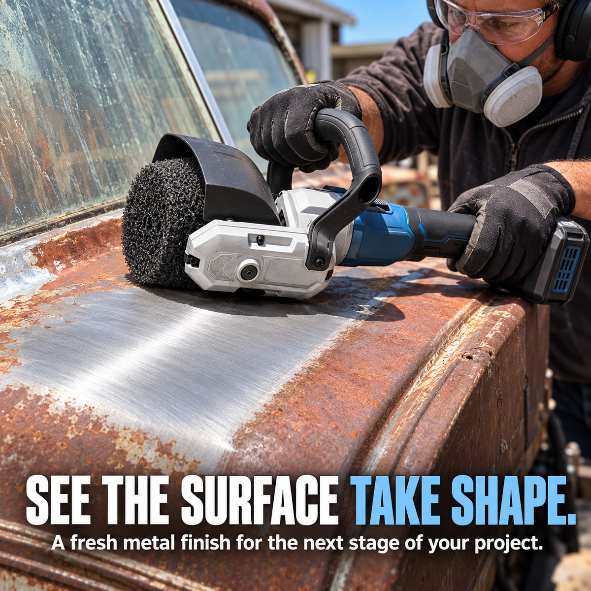🔧⚡ Cordless Drum Surface Conditioning Tool – Heavy-Duty Rust & Paint Removal Machine for Automotive Metal Restoration, Surface Preparation & DIY Workshop Projects 🚘