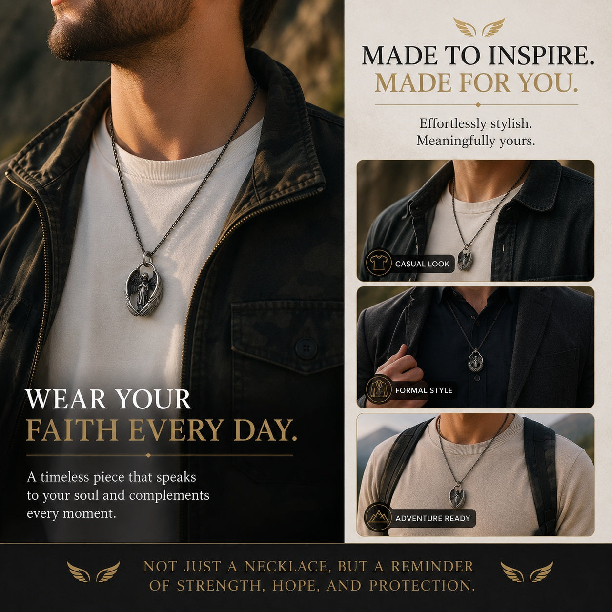 Guardian Angel Wings Necklace|Wear Your Faith. Carry Your Guardian Angel Every Day.