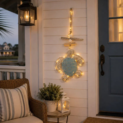 Lighted Coastal Sea Turtle Hanging Wall Decor with Remote