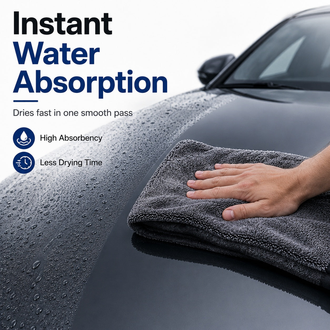 💧 Super Absorbent Microfiber Car Drying Towel – Streak-Free & Scratch-Free