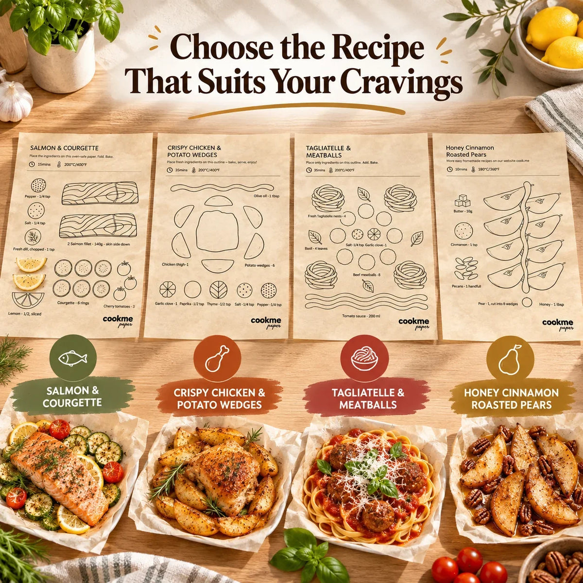 🎁25PCS Pre-Printed Baking Paper Sheets for Easy Oven Meals