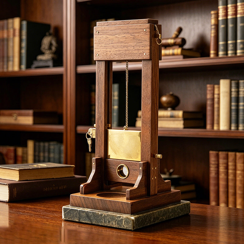 🎩 Vintage Solid Wood Desktop Cigar Cutter: Heavy-Duty Mechanical Guillotine Trimmer! ⚔️