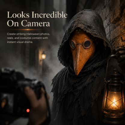 🕯️ Vintage Plague Doctor Mask & Hood – Gothic Halloween Costume Accessory