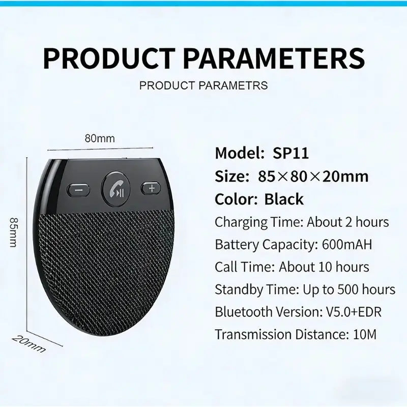 🚗 Bluetooth 5.0 Car Speakerphone – Hands-Free Calls & Music, Easy Clip-On 🔊