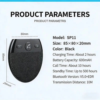 🚗 Bluetooth 5.0 Car Speakerphone – Hands-Free Calls & Music, Easy Clip-On 🔊