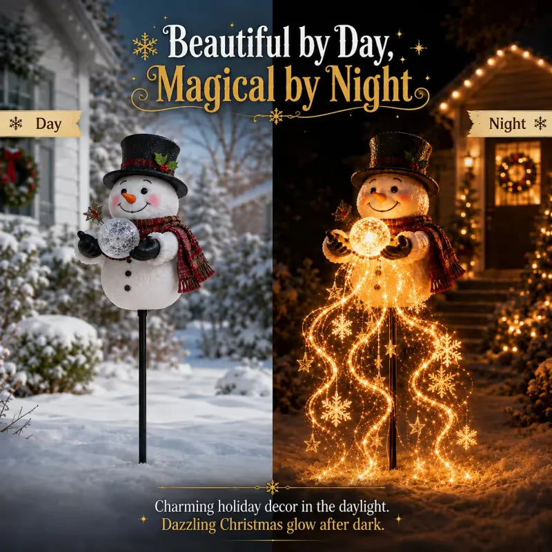 ⛄Snowman Magic Fountain-Flowing Snowflake LED Christmas Garden Light❄️