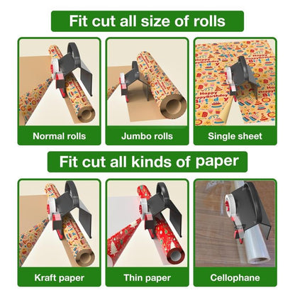🎄FREE SHIPPING🎄Wrapping Paper Cutter(2-Pack) & Tape Dispenser Dual Use with 4 Tapes，2 Replace Blades Kit