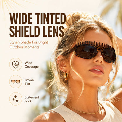 🥇💃 2-in-1 Tortoiseshell Headband Sunglasses – Polarized UV400 Sunglasses with Built-In Comb Teeth