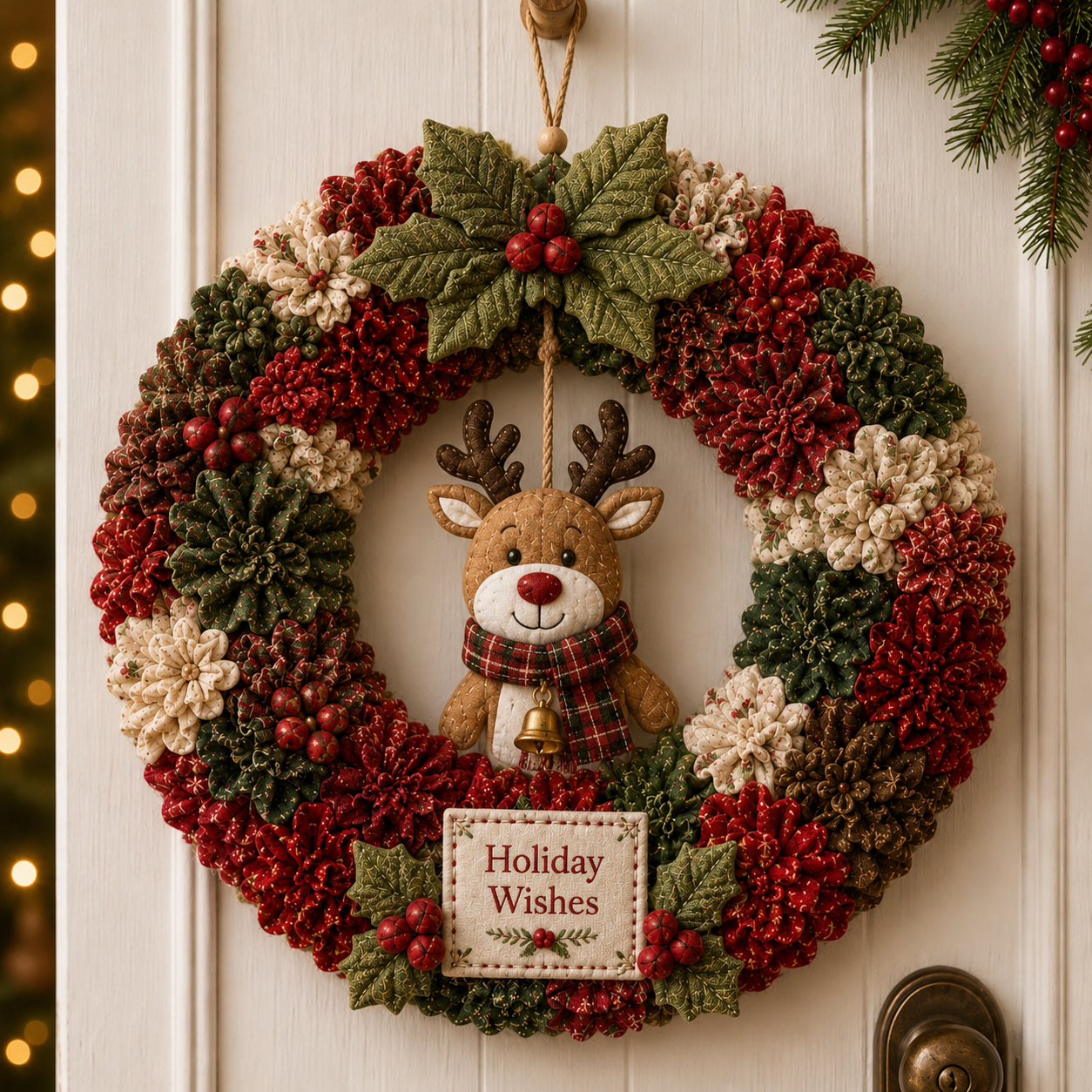 🧵🎄DIY Christmas Fabric Poke-Art Wreath Kit – Handmade Holiday Door Décor