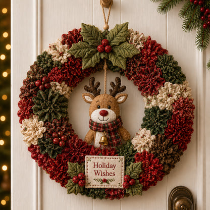 🧵🎄DIY Christmas Fabric Poke-Art Wreath Kit – Handmade Holiday Door Décor