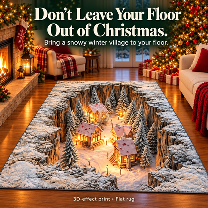 Optical Illusion Christmas Scene Rug | Bring A Hidden Winter Village To Your Floor