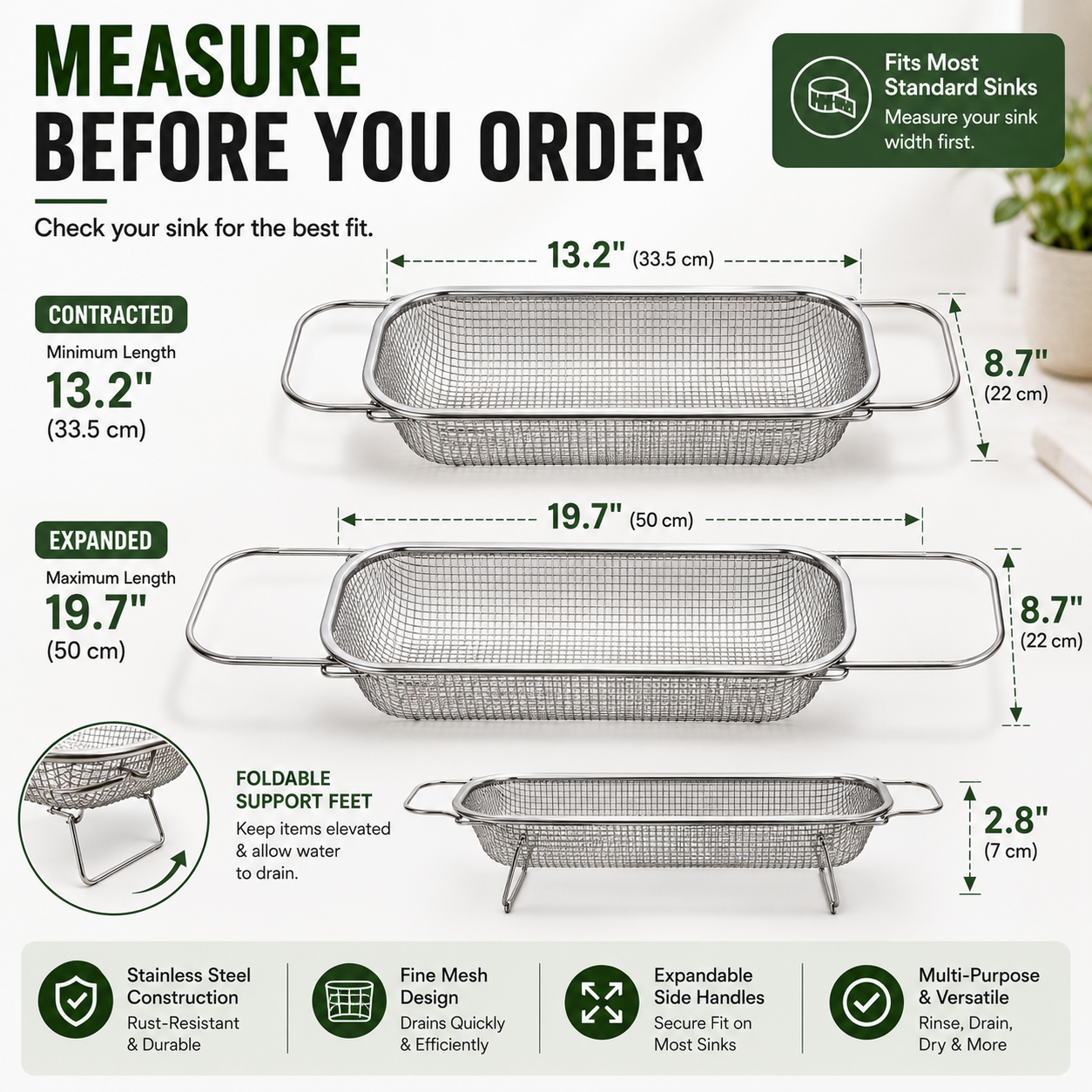 🔥50% OFF TODAY💦 Expandable Over-the-Sink Strainer Basket