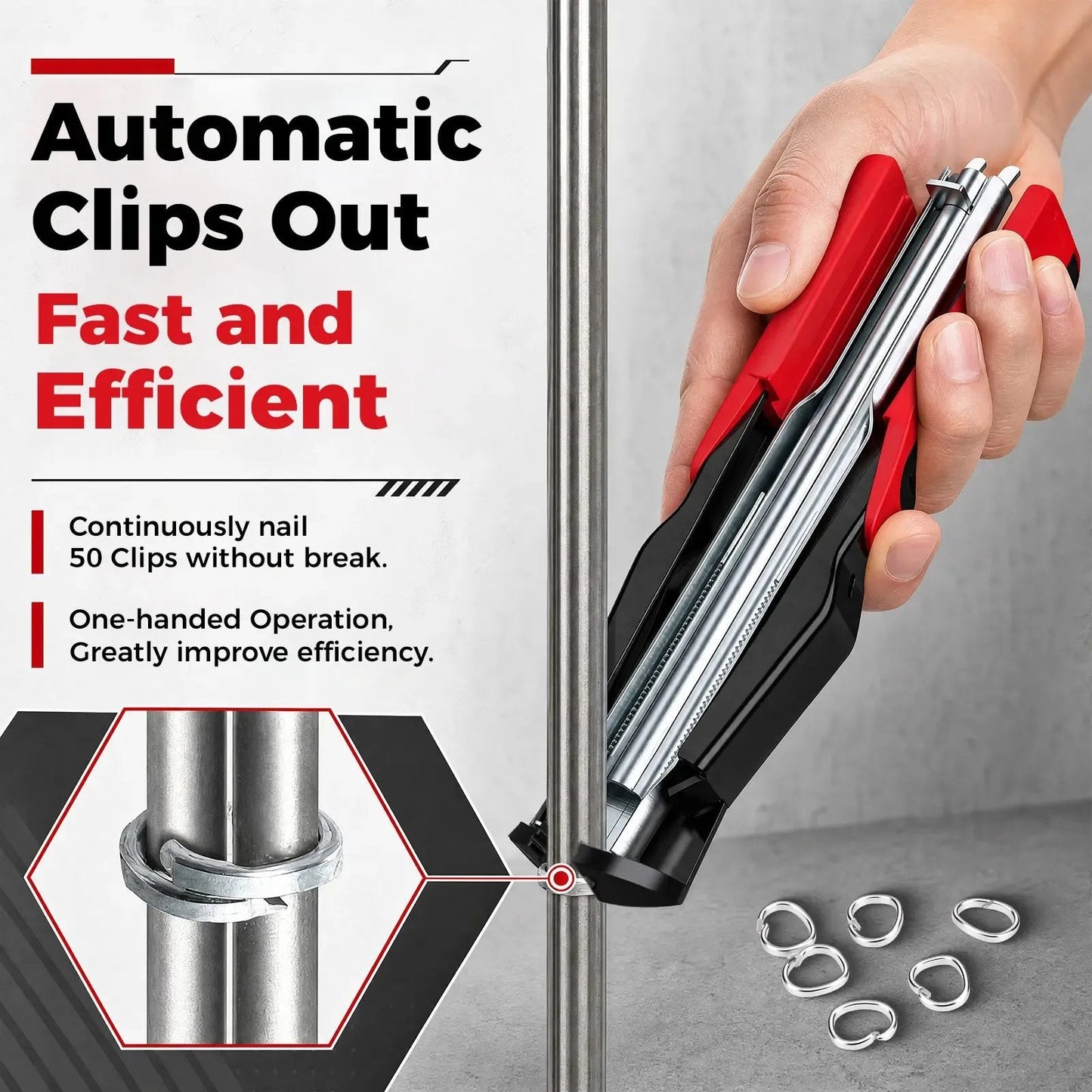 Spring-Loaded Hog Ring Pliers Kit with 100 C-Clips