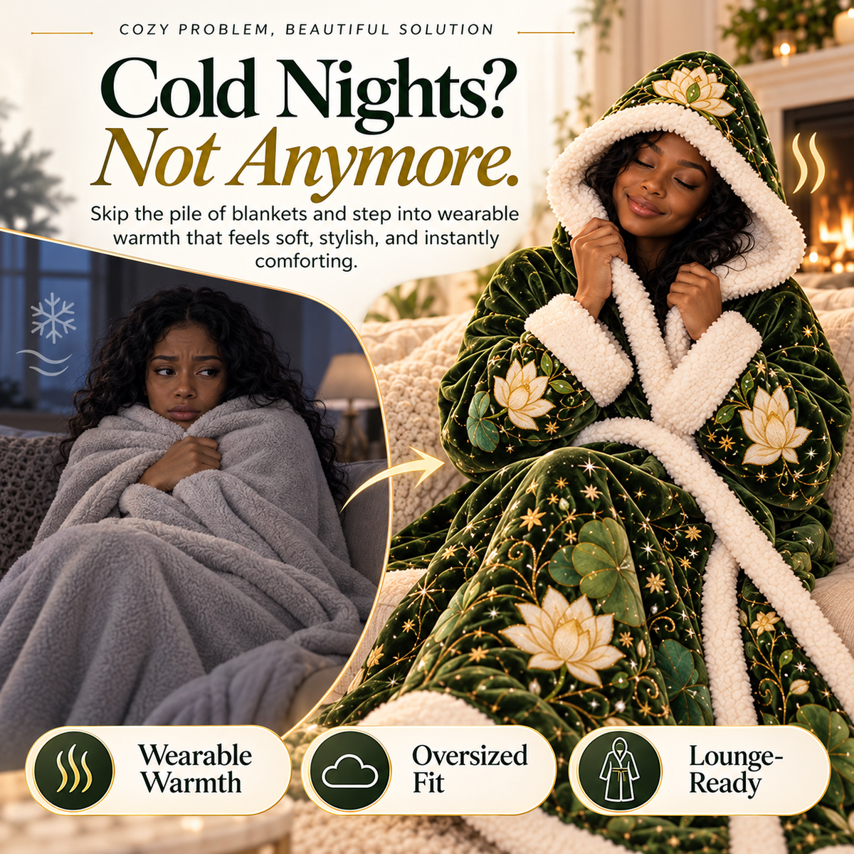 🐸👑✨ Enchanted Princess Heated Hooded Blanket 💚🌸 Ultra-Soft Sherpa Lined Wearable Blanket 🔥❄️ Full-Body Cozy Warmth for Cold Nights 🎁