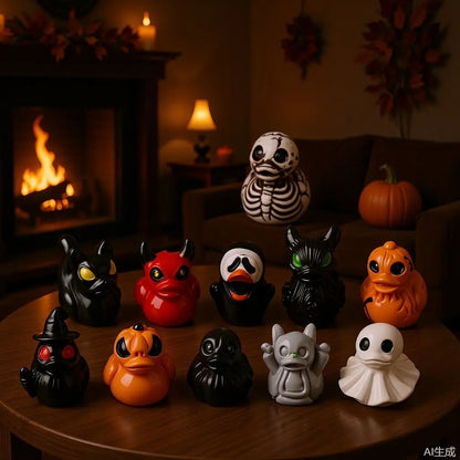 😈Spooky Duck Figurines – Cute Gothic Mini Resin Decor