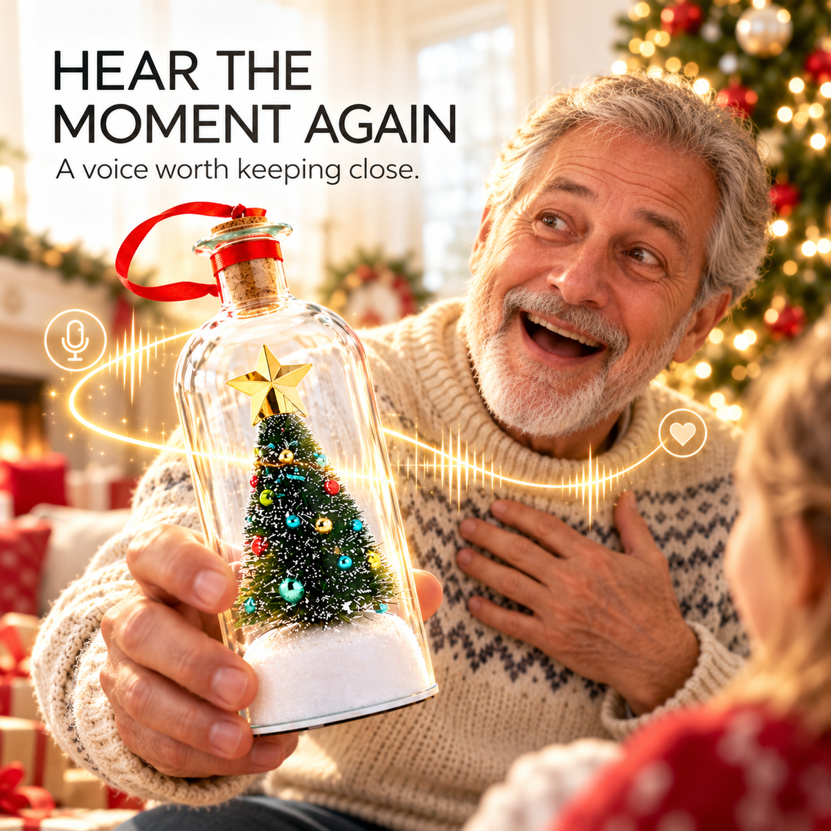 🎁 Personalized Voice Recording Keepsake Bottle – Record or Upload a Loved One’s Voice ❤️ Custom Christmas Tree, Snowman & Eternal Rose Memory Gift | A Heartfelt Keepsake for Family & Loved Ones ✨