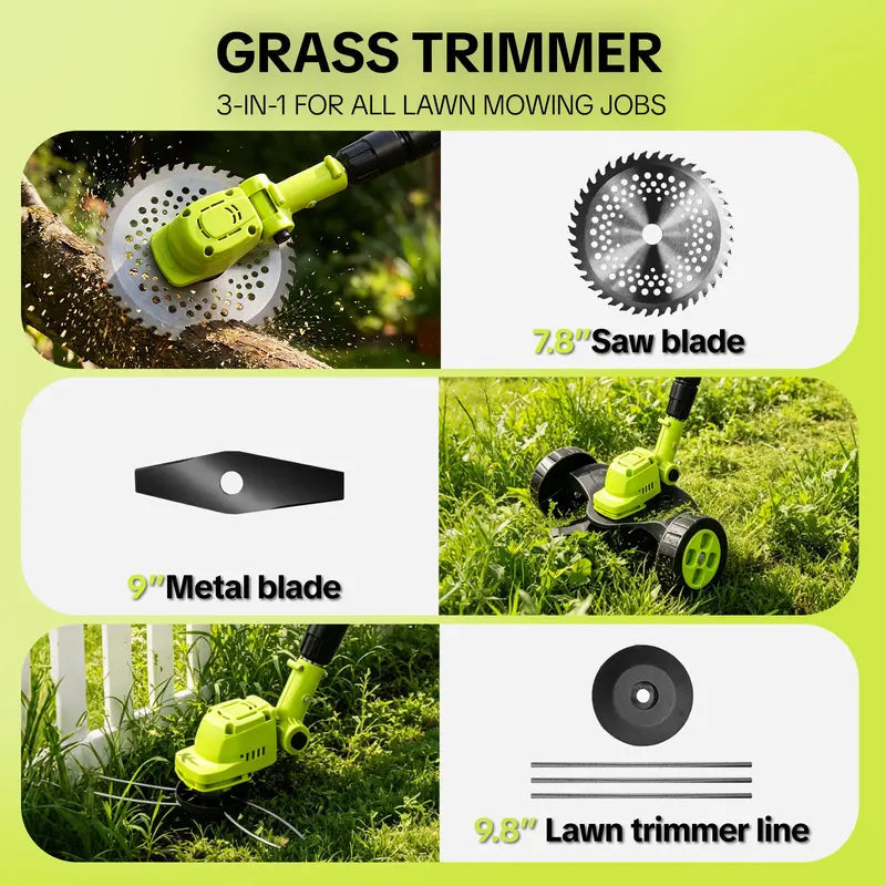 🔥2026 Hot Sale 21V Cordless 3-in-1 Grass Trimmer, Edger & Mini Mower