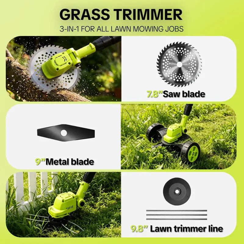 🌿⚡21V 3-in-1 Cordless String Trimmer--Edger & Mini Mower