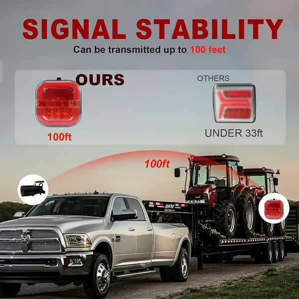🚚 Wireless Magnetic Trailer Light Kit – Rechargeable LED Brake, Turn & Tail Lights