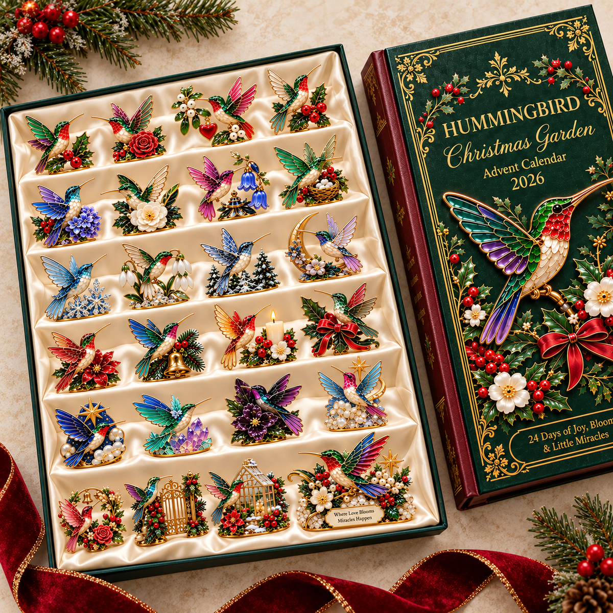 🌸🐦2026 Hummingbird Christmas Garden Advent Calendar – 24-Day Miniature Collectible Surprise Set
