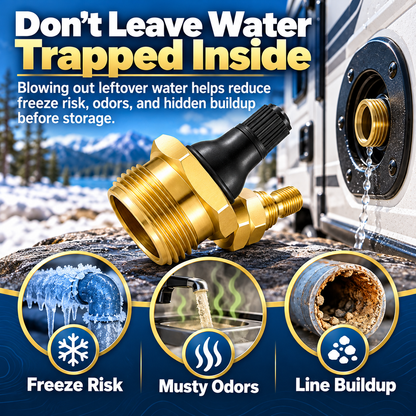🚐🔧 Brass RV Water Line Blow-Out Plugs with Valve