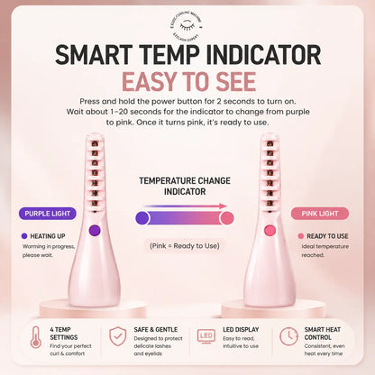 USB Heated Eyelash Curler | Fast Heat, Long-Lasting Natural Curl with LED Temperature Display & Anti-Scald Design