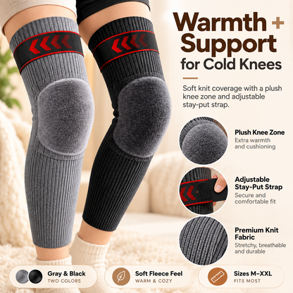 ☁️🧶Fleece-Lined Thermal Knee Warmers with Adjustable Stay-Put Strap